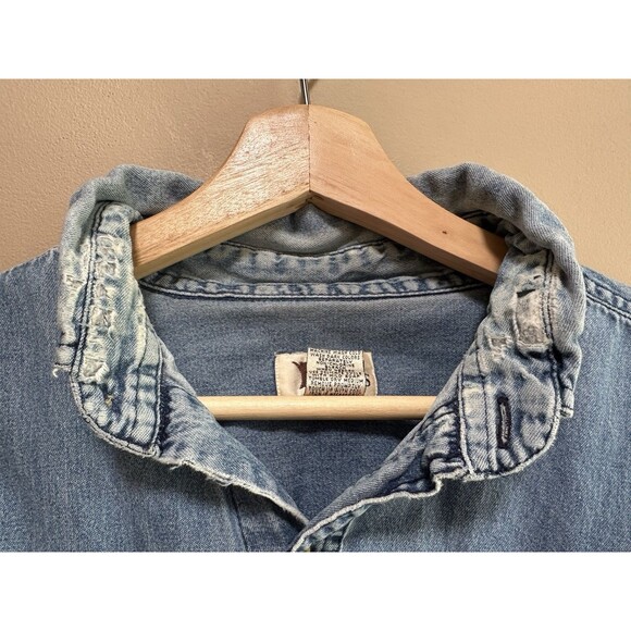 Vtg Men’s Trail Designs Cotton Denim Jean Button Down Shirt Pockets Size Large - Picture 7 of 12